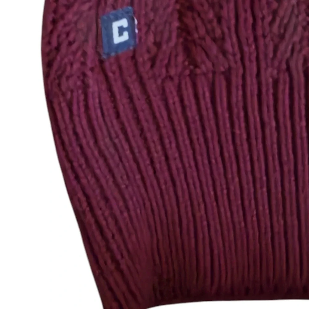 Chaps Mens Shawl Collar Cable Knit Cotton Sweater Burgundy Red Large RN41381